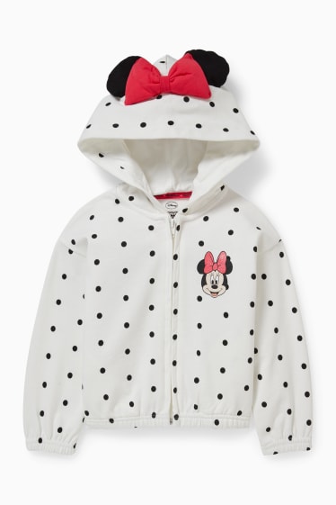 Dětské - Minnie Mouse - tepláková bunda s kapucí - puntíkovaná - krémově bílá