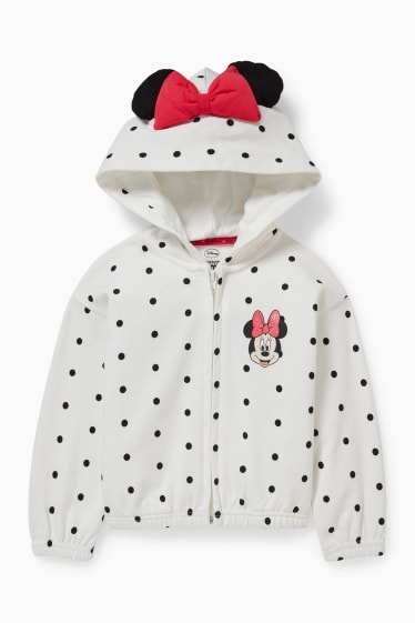 Enfants filles - Minnie Mouse - sweat zippé à capuche - à pois - blanc crème