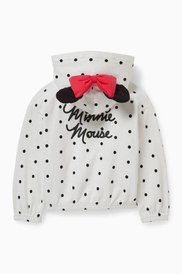 Dzieci - Myszka Minnie - rozpinana bluza z kapturem - w kropki - kremowobiały