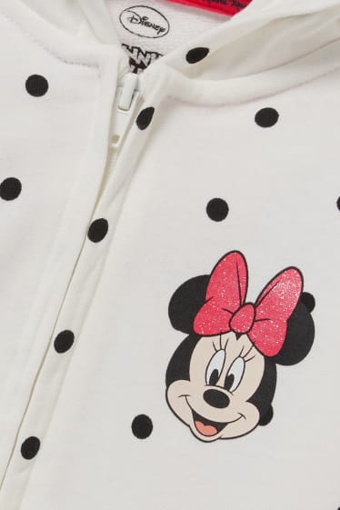Enfants filles - Minnie Mouse - sweat zippé à capuche - à pois - blanc crème