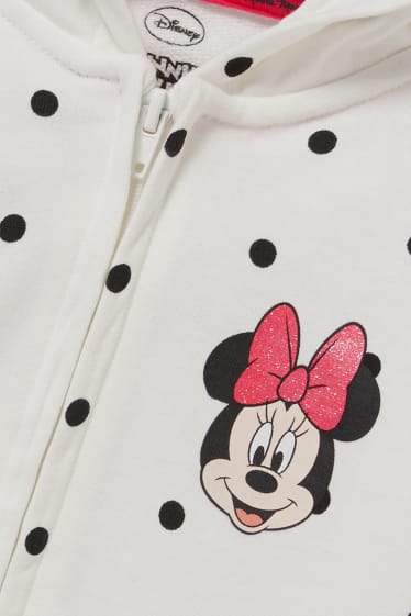 Bambini - Minnie - felpa con zip e cappuccio - a pois - bianco crema