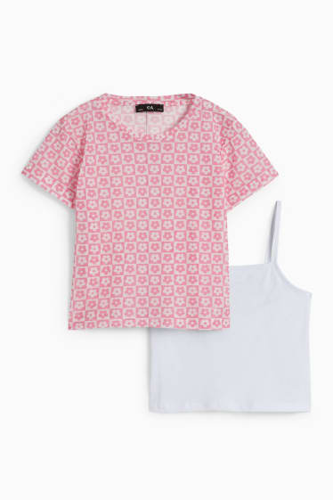 Copii - Set - tricou cu mânecă scurtă și top - 2 piese - roz