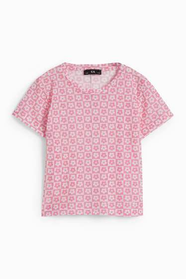 Dzieci - Komplet - koszulka z krótkim rękawem i top - 2 części - różowy