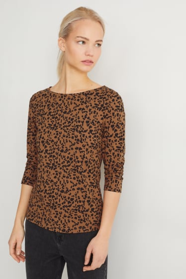 Dames - Longsleeve - met patroon - bruin