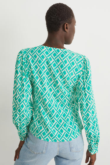 Women - Blouse - patterned - green