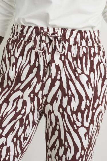 Dona - Pantalons de tela - high waist - regular fit - marró / blanc trencat