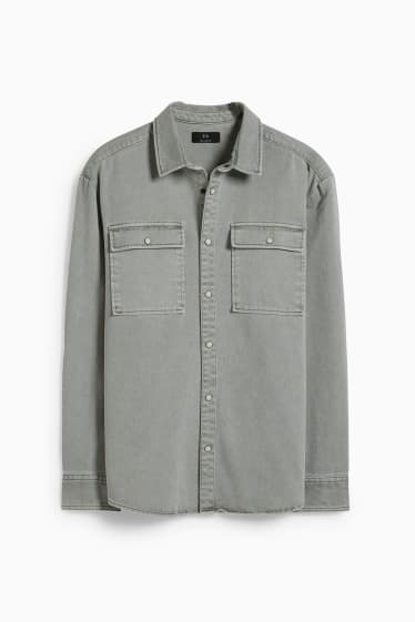 Hommes - Chemise - relaxed fit- col kent - gris