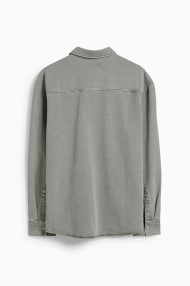 Heren - Overhemd - relaxed fit - kent - grijs