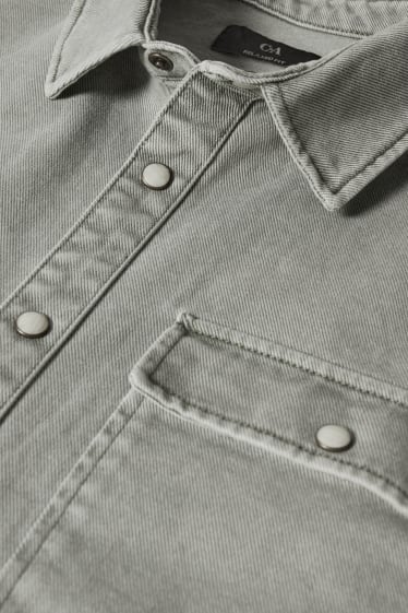 Hommes - Chemise - relaxed fit- col kent - gris