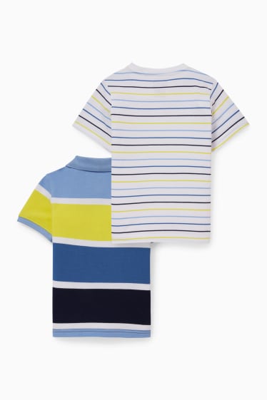 Dětské - Multipack 2 ks - polokošile a tričko s krátkým rukávem - pruhované - modrá