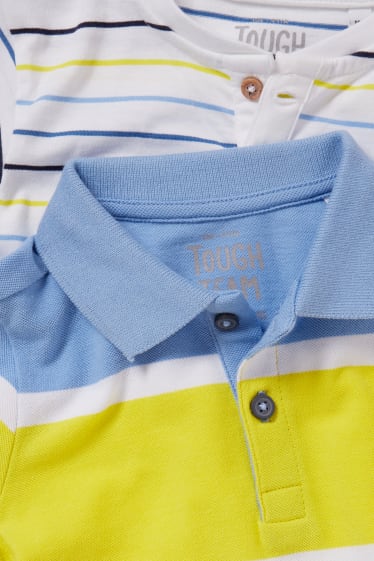 Kinderen: jongens - Set van 2 - poloshirt en T-shirt - gestreept - blauw