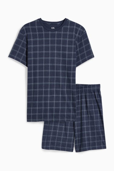 Men - Short pyjamas - check - dark blue