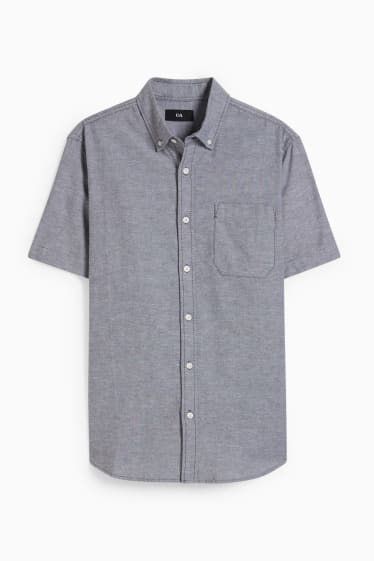 Heren - Overhemd - regular fit - button down - grijs-mix
