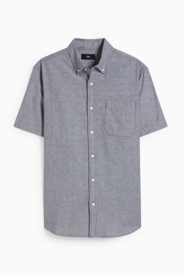 Herren - Hemd - Regular Fit - Button-down - grau-melange