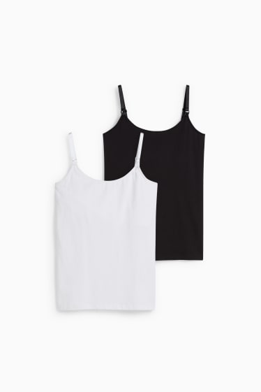 Damen - Multipack 2er - Still-Top - weiß / schwarz