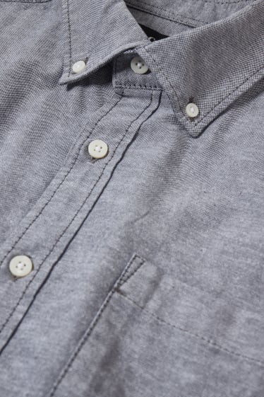 Herren - Hemd - Regular Fit - Button-down - grau-melange