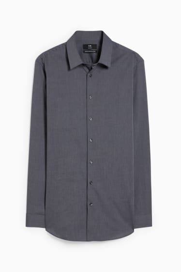 Herren - Businesshemd - Slim Fit - Kent - bügelleicht - grau