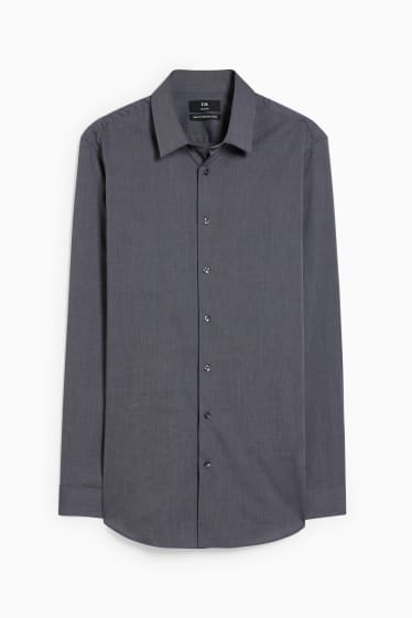 Hommes - Chemise de bureau - slim fit - col kent - facile à repasser - gris