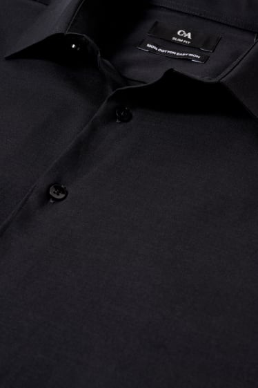 Uomo - Camicia business - slim fit - colletto all’italiana - facile da stirare - nero