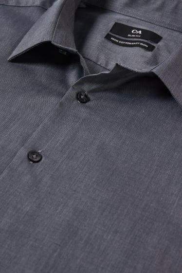 Heren - Business-overhemd - slim fit - kent - gemakkelijk te strijken - grijs