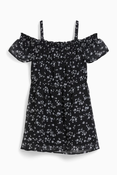 Bambini - Taglie forti - vestito - a fiori - nero