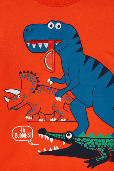 Kinderen - Set van 2 - Dino - T-shirt - oranje / blauw