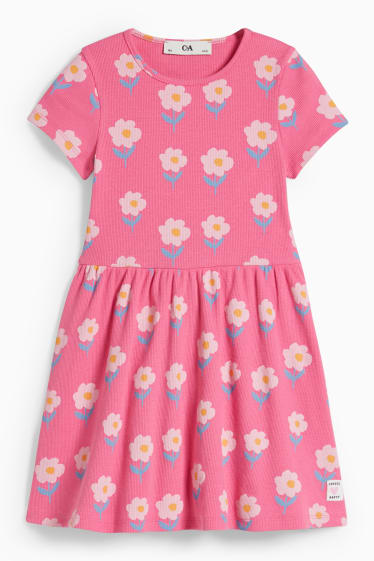 Bambini - Vestito - a fiori - fucsia