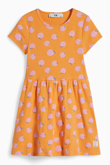 Enfants filles - Robe - à motifs - orange