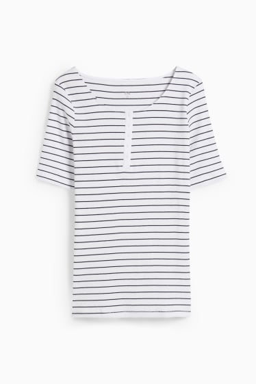 Donna - T-shirt - a righe - bianco / nero