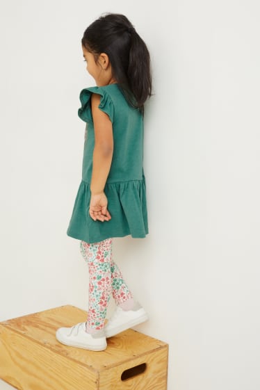 Bambini - Set - maglia a maniche corte, leggings e borsa - 3 pezzi - verde