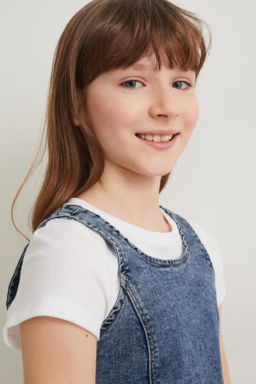 Bambine - Set - vestito di jeans e maglia a maniche corte - 2 pezzi - jeans blu