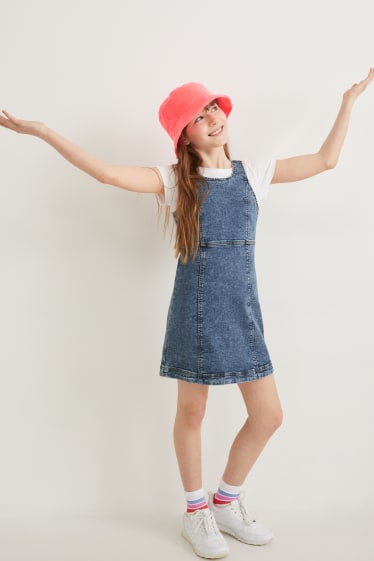 Children - Set - denim dress and short sleeve T-shirt - 2 piece - blue denim