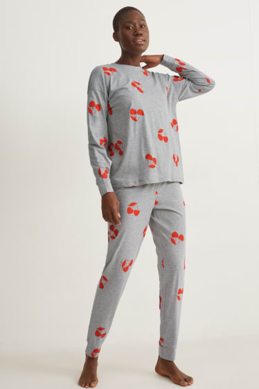 Femmes - Pyjama - avec motif - gris clair chiné