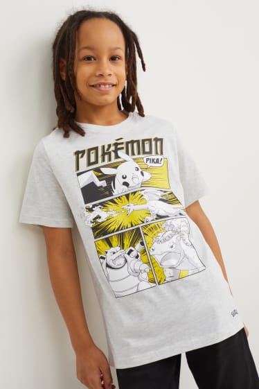 Kinder - Pokémon - Kurzarmshirt - hellgrau-melange