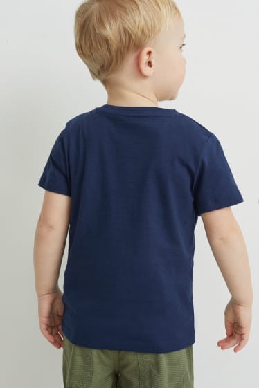 Kinder - Kurzarmshirt - Glanz-Effekt - dunkelblau