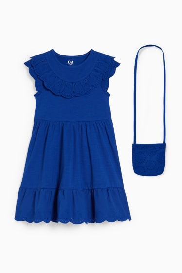 Bambine - Set - vestito e borsa - 2 pezzi - blu scuro