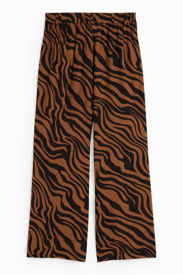 Women - Cloth trousers - high waist - palazzo - brown