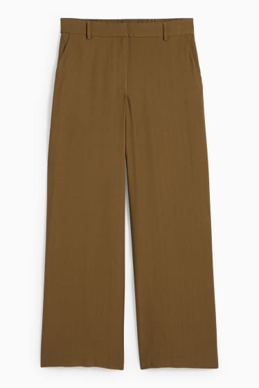 Dona - Pantalons de tela - high waist - wide leg - verd fosc