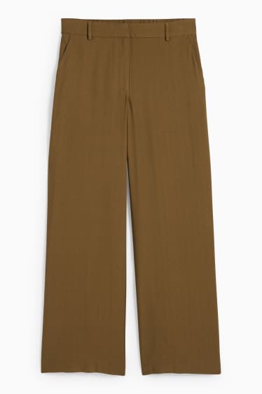 Donna - Pantaloni - vita alta - gamba ampia - verde scuro