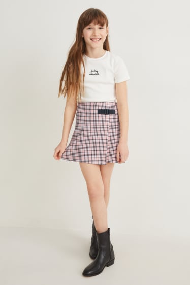 Bambine - Set - t-shirt e gonna - 2 pezzi - bianco
