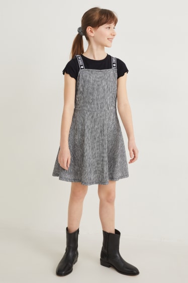 Kinderen - Set - T-shirt, jurk en scrunchie - 3-delig - zwart