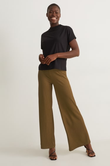 Femmes - Pantalon en jersey - wide leg - vert foncé