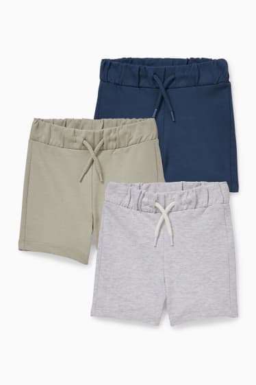 Bébés - Lot de 3 - shorts en molleton pour bébé - bleu / gris