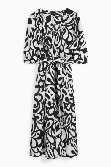 Femmes - Robe croisée - à motif - noir / blanc