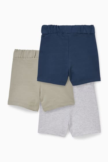 Bébés - Lot de 3 - shorts en molleton pour bébé - bleu / gris