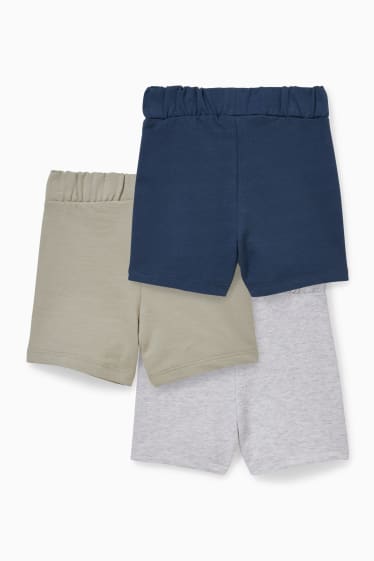 Babys - Set van 3 - babysweatshort - blauw / grijs