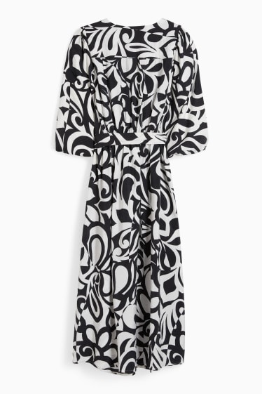 Dámské - Zavinovací šaty - se vzorem - černá/bílá