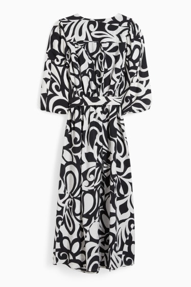 Femmes - Robe croisée - à motif - noir / blanc