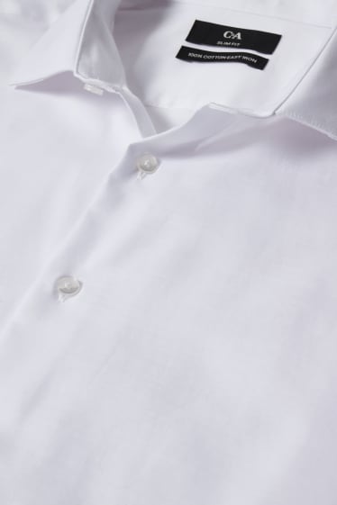 Herren - Businesshemd - Slim Fit - Cutaway - bügelleicht - weiss