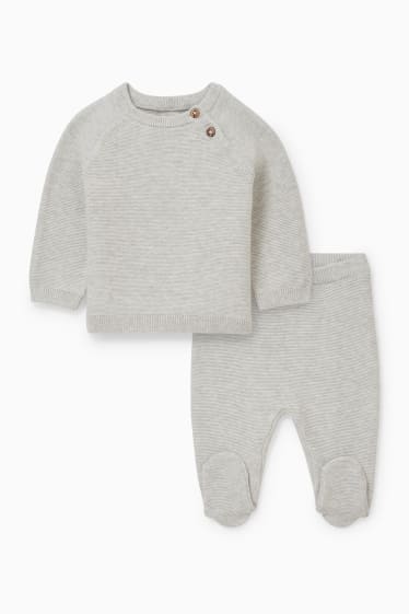 Baby Jungen - Baby-Outfit - 2 teilig - hellgrau